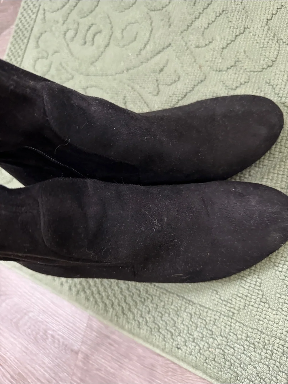 Over-the-Knee Black Suede Block Heel Boots with Back Tie